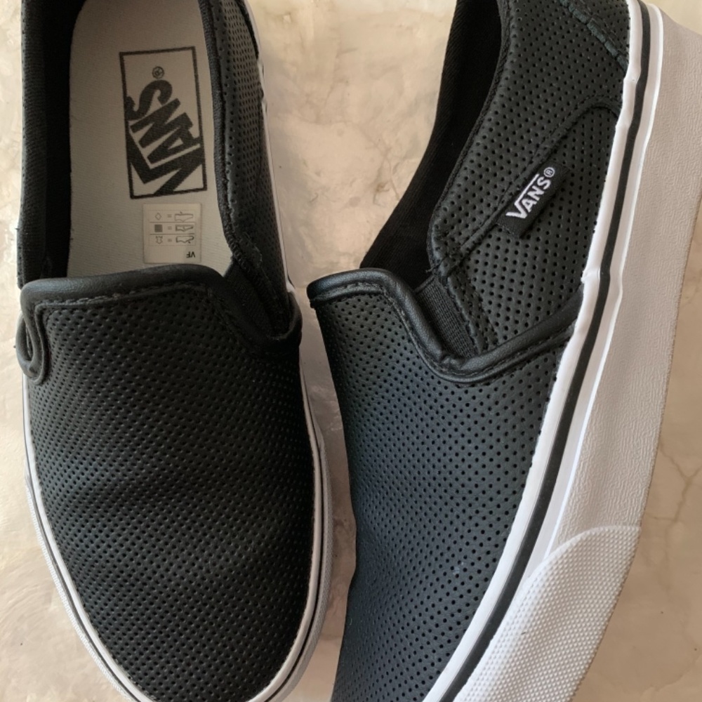 Vans Women's Black Perforated Slip-On Sneakers - Picture 6 of 6